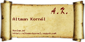 Altman Kornél névjegykártya