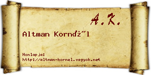 Altman Kornél névjegykártya